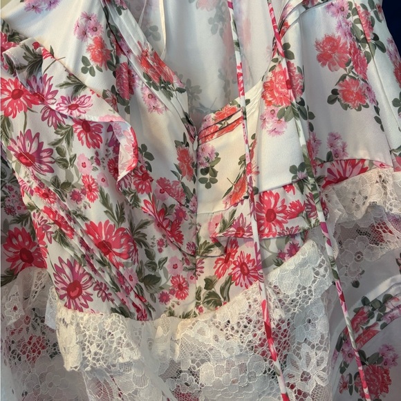 NWT For Love and Lemons Rosalyn Maxi Dress Pink White Tiered Tie Back Size XL - Picture 11 of 11